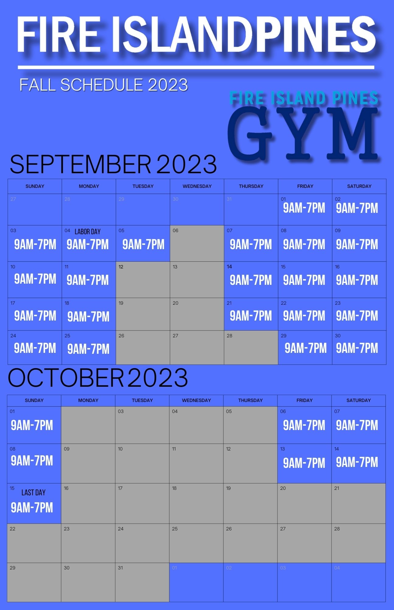 Calendar: GYM end of season (10-15-23)